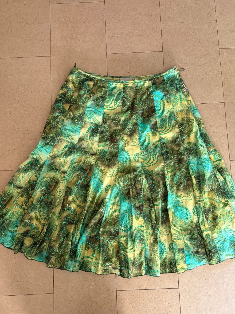 Vintage Y2k Linea Domani A-line Chartreuse Green Cotton Skirt-Size 12